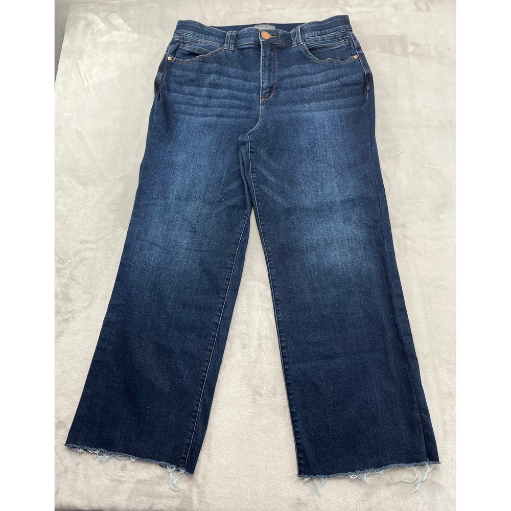 Democracy Wide Leg Jeans Women 16 Indigo Absolution Raw Hem Stretch Denim